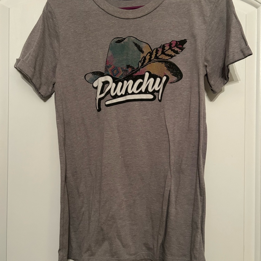Rock & Roll Cowgirl Gray Tee with Colorful Hat Graphic